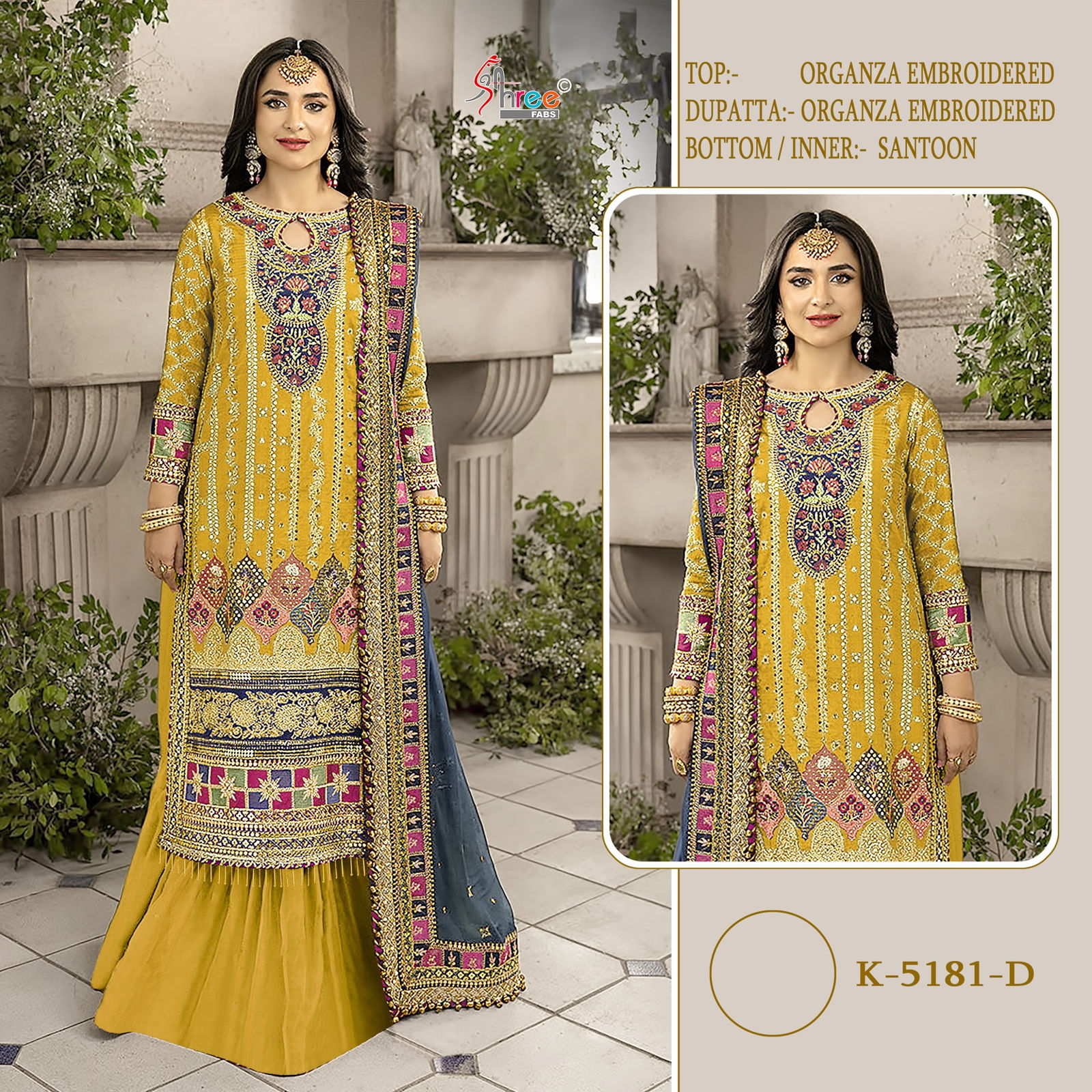 Shree K 5181 Organza Embroidered Pakistani Suits Wholesale Market In Surat
